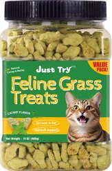 Just Try Feline Grass Crunchy Cat Treats, 14.1-oz