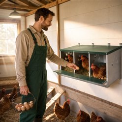 Thanaddo 3-Compartment Galvanized Steel Rustproof Metal Chicken Nest Box slide 2 of 8