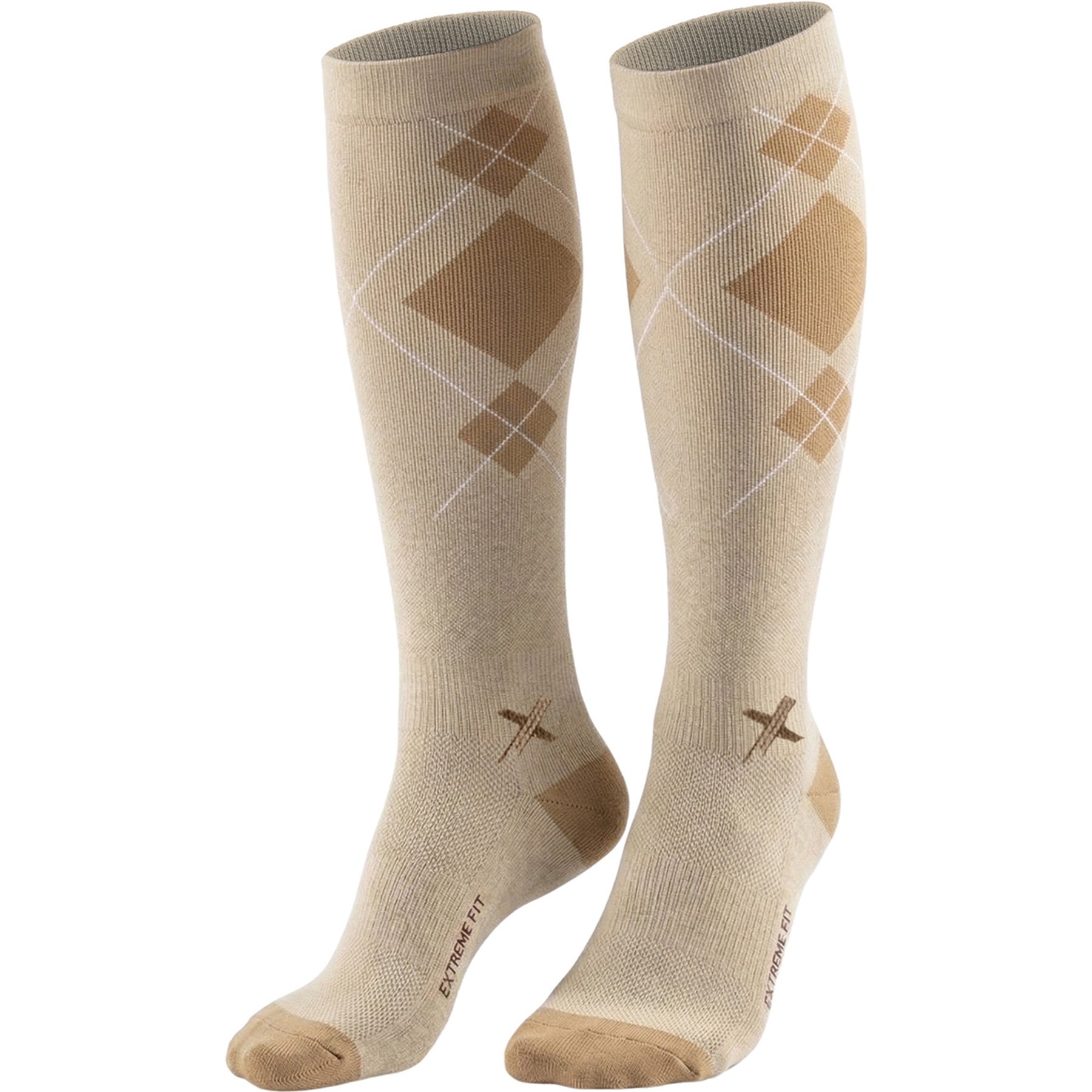 Happy Wool Premium Merino Wool Blush Stable Argyle Horse Riding Knee-High Compression Socks, Large/X-Large