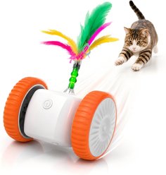 Meowvale Interactive Cat Toys with Irregular Motion, Smart Obstacle Avoidance & LED Lights., Orange