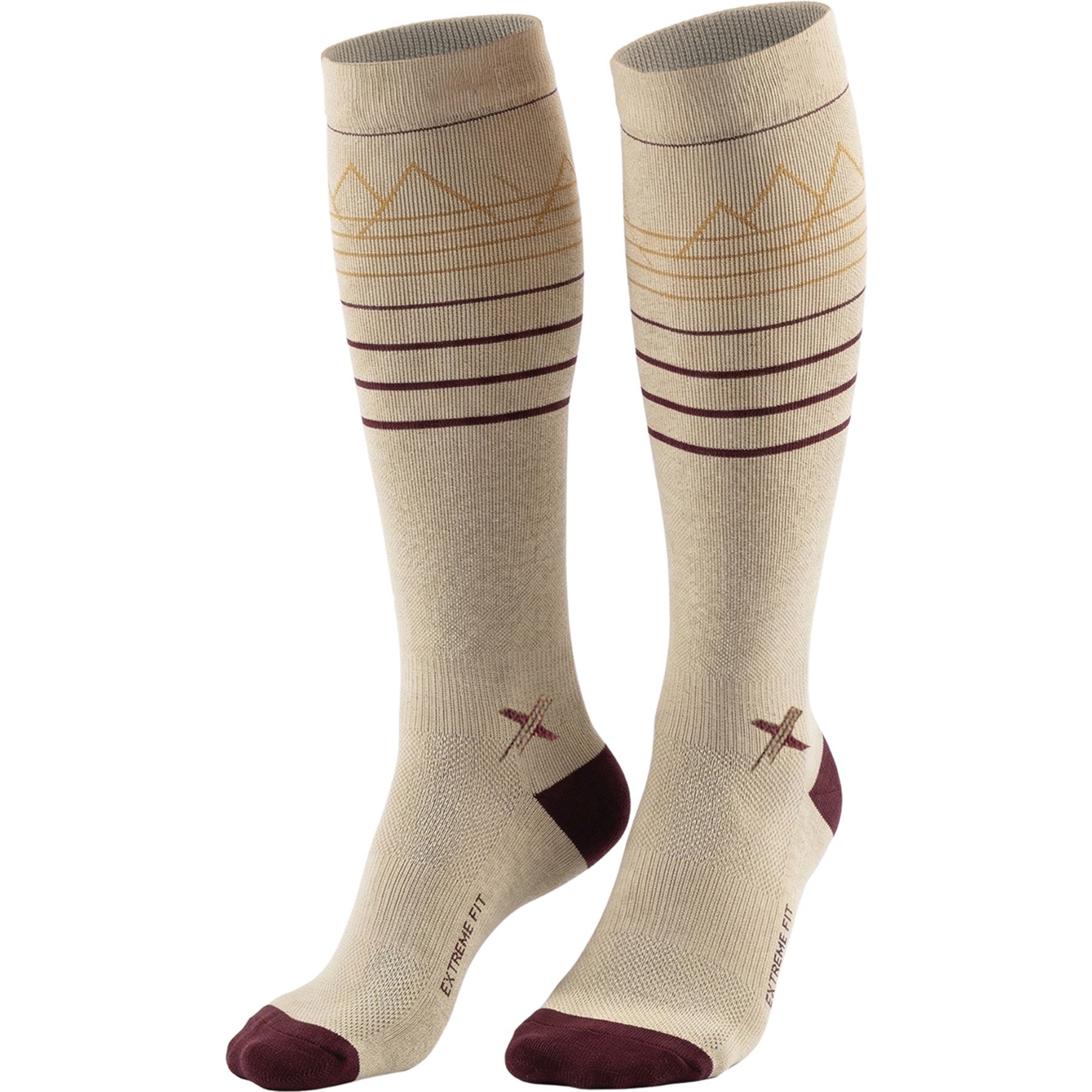 Happy Wool Premium Merino Wool Chestnut Trail Lines Horse Riding Knee-High Compression Socks, Large/X-Large
