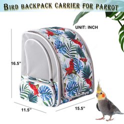 WEVONIGU Tropical Print Parrot Travel Carrier Backpack with Perch, Ventilated Mesh & Sunshade, Floral slide 2 of 6