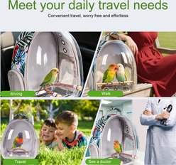 WEVONIGU Tropical Print Clear Bubble Parrot Carrier Backpack, Floral slide 2 of 6