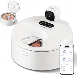 SOLOWINNER Automatic Stainless-Steel Wet Food Dog & Cat Feeder, White slide 1 of 7