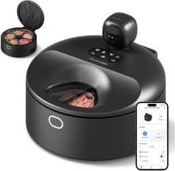 SOLOWINNER Automatic Stainless-Steel Wet Food Dog & Cat Feeder, Black