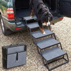 Veehoo Collapsible Foldable Dog Stairs, Gray, 5-steps