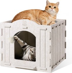 Kseroo Camel Cave All-Season Enclosed Villa & Scratcher Wear-Resistant Breathable Felt Cat House, Grey