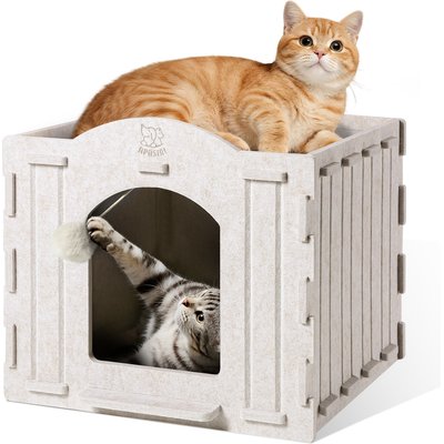 Kseroo Kseroo Camel Cave All-Season Enclosed Villa & Scratcher Wear-Resistant Breathable Felt Cat House, Grey