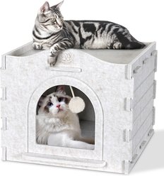 Kseroo Camel Cave All-Season Enclosed Bed & Scratcher Wear-Resistant Breathable Felt Cat House, Grey