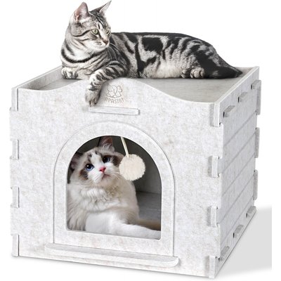 Kseroo Kseroo Camel Cave All-Season Enclosed Bed & Scratcher Wear-Resistant Breathable Felt Cat House, Grey