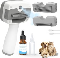 Pawimood 5-in-1 Self Cleaning 3 Swap-In Head & Spray Hair Removal Comb Dog & Cat Steam Pin Brush with Waterless Essence & Storage Bag, Blue, 8.66 x 5.67 x 3.74-in