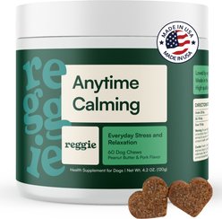 Reggie Anytime Calming Chew Peanut Butter & Pork Flavored Soft Chew Calming Supplement for Dogs, 60 count