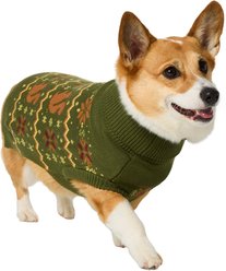 Frisco Autumn Fair Isle Green Squirrels Dog & Cat Turtleneck Sweater, Large
