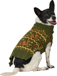 Frisco Autumn Fair Isle Green Squirrels Dog & Cat Turtleneck Sweater, Medium slide 1 of 8