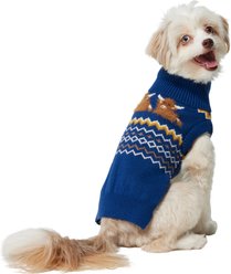 Frisco Fair Isle Navy Highland Cow Dog & Cat Turtleneck Sweater, Small