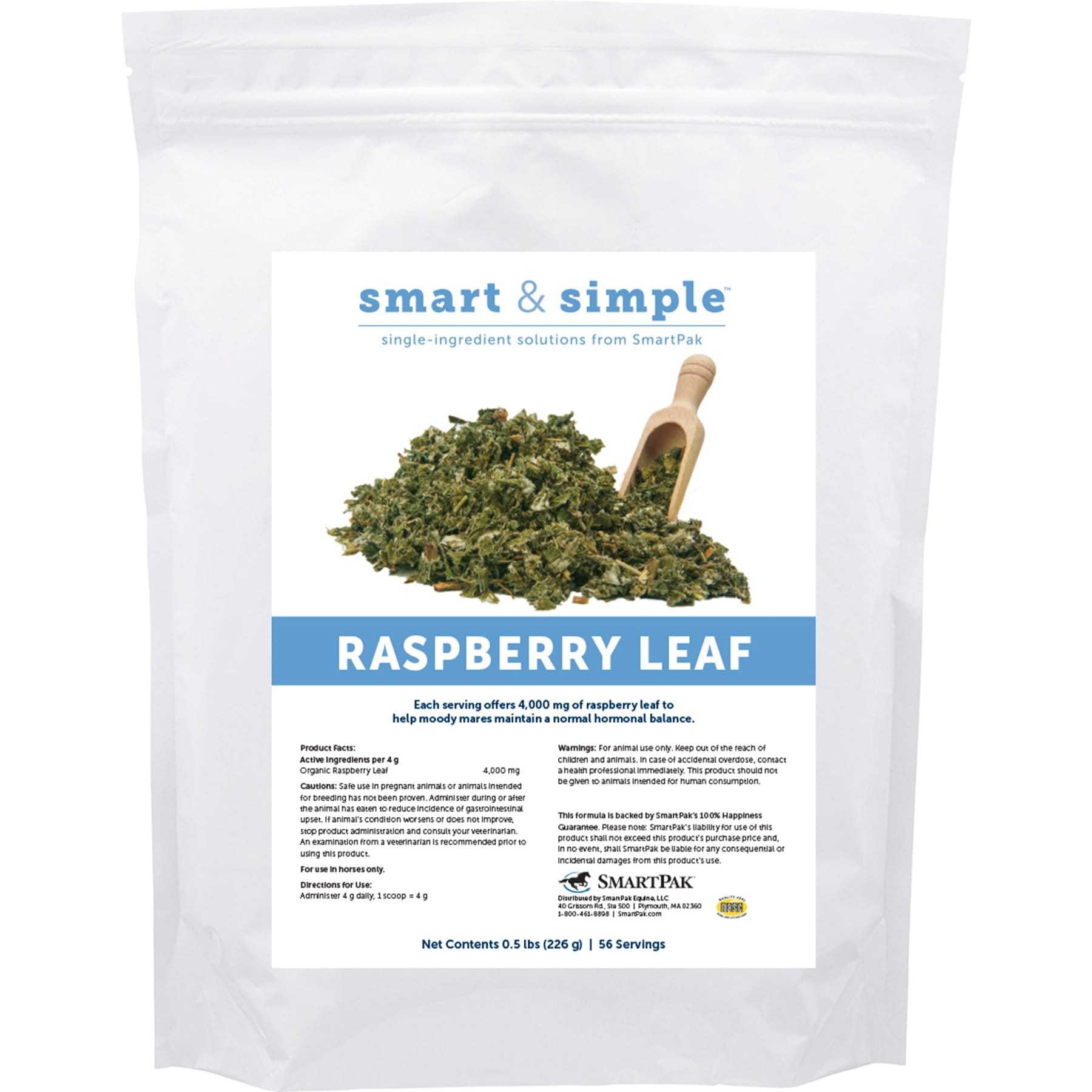 SmartPak Smart & Simple Raspberry Leaf Supplement for Horses, 0.5-lb bag