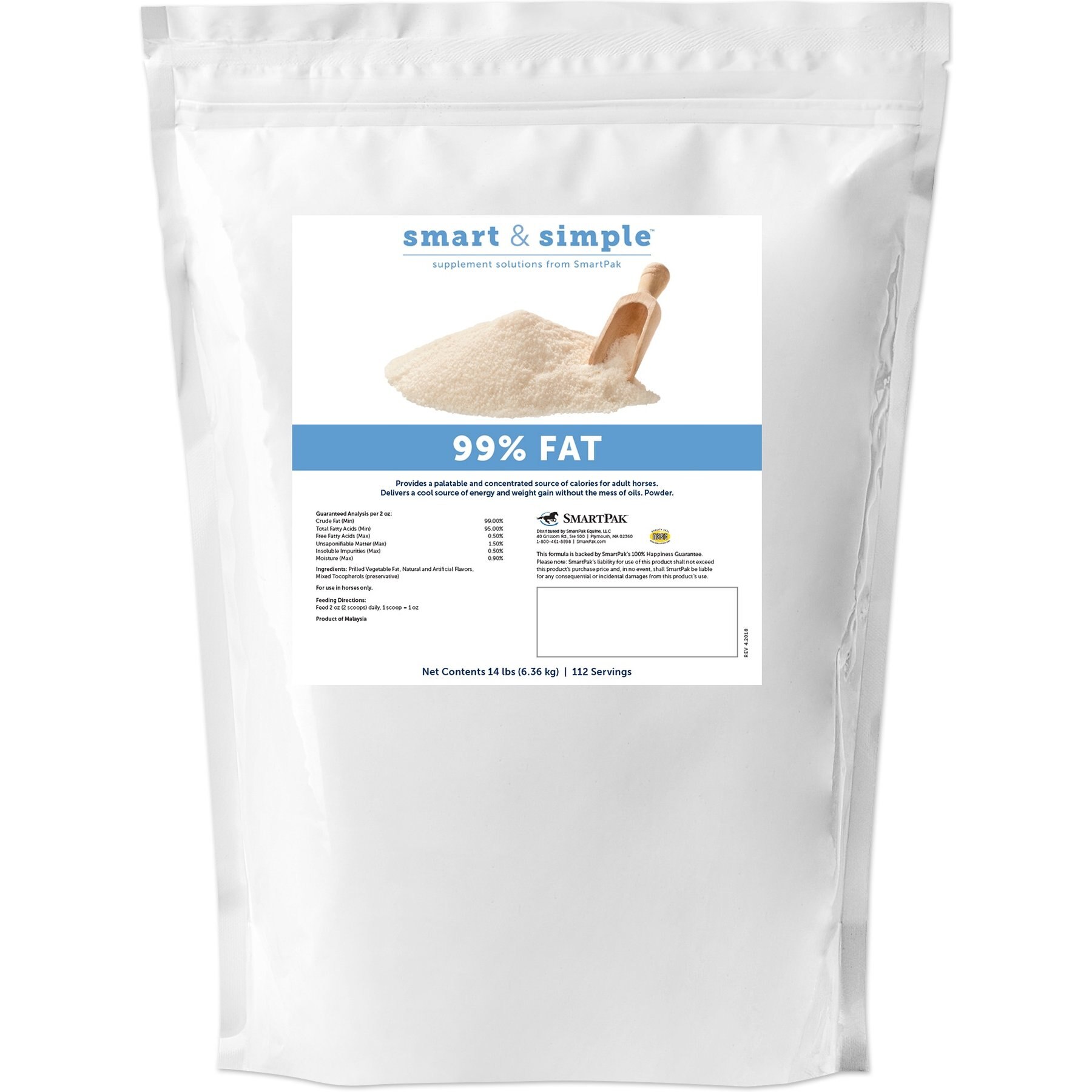 SmartPak Smart & Simple 99% Fat Supplement for Horses, 14-lb bag