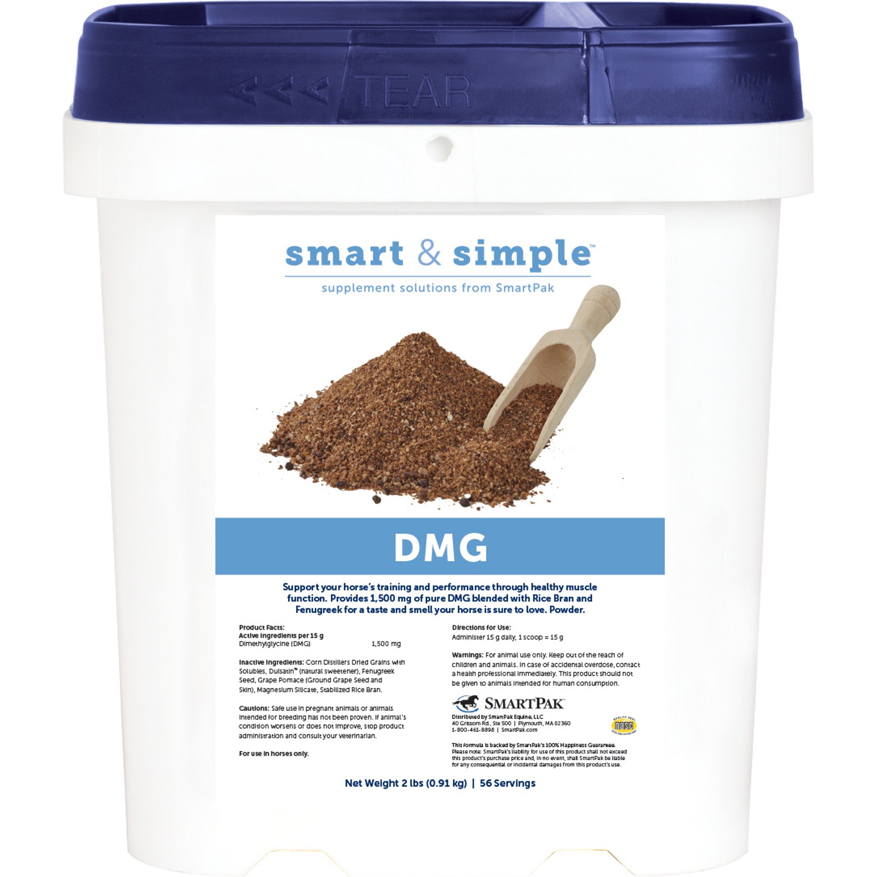 SmartPak Smart & Simple DMG Supplement for Horses, 2-lb bucket