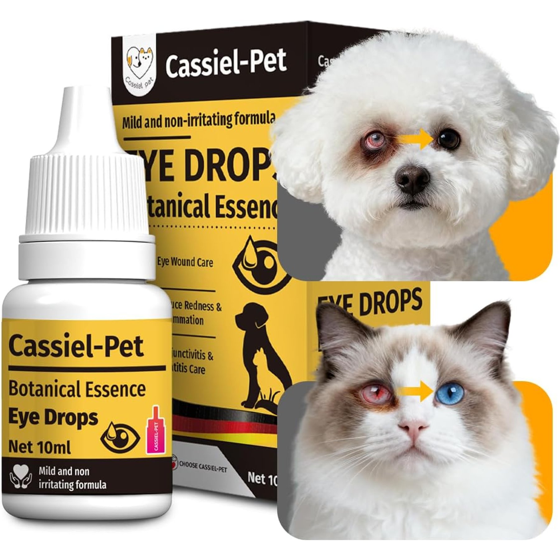 Cassiel Pet Eye Drops Infection Dog & Cat Wound Care, 0.33-fl oz bottle