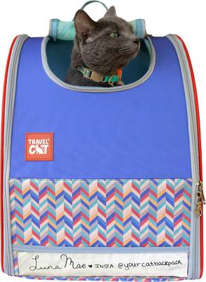 TRAVEL CAT The Roam with Me Airline Approved Cat Backpack, Chevron
