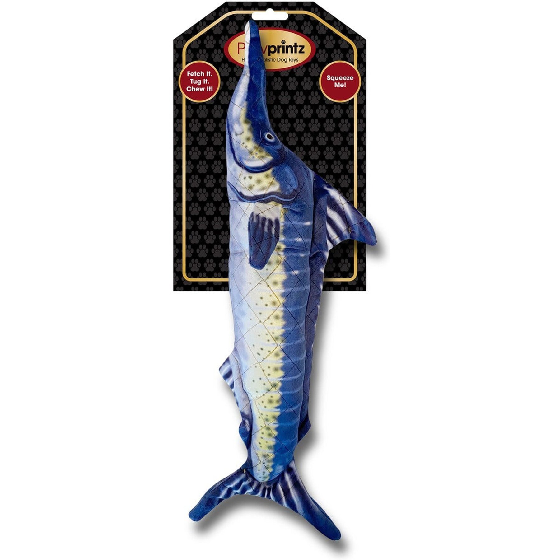 Pawprintz Pawprintz Marlin Fish Squeaky Plush Dog Toy, Blue