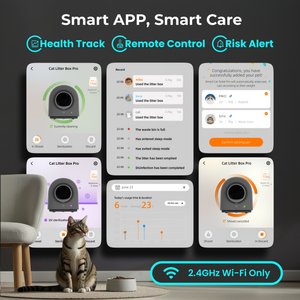 HHOLOVE Self Cleaning App Controlled Multi Tracking Automaic Cat Litter Box, Dark Grey, 21.5 x 21.5 x 23.5-in