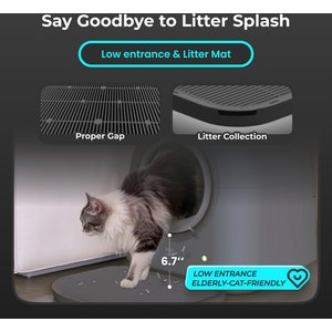 HHOLOVE Self Cleaning App Controlled Multi Tracking Automaic Cat Litter Box, Dark Grey, 21.5 x 21.5 x 23.5-in