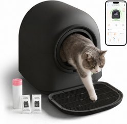HHOLOVE Self Cleaning App Controlled Multi Tracking Automaic Cat Litter Box, Dark Grey, 21.5 x 21.5 x 23.5-in