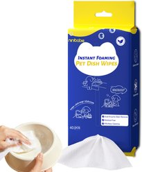Ninibabie Water-Activated Foaming Bowl Cleaning Cucumber Scent Dog Wipes, 40 count