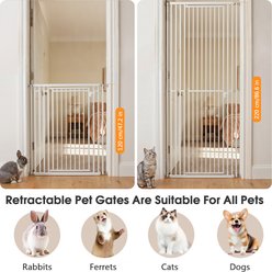 MALOROY Extra Tall Adjustable Gate, Hallway, Stair & House Auto Close One-Handed Personalized Cat Door, White slide 2 of 7