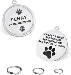 Leash King Custom Personalized Deep Laser Dual-Side Engraved Round Shaped Dog ID Tag with Split Ring, Small/Medium: 1 1/4 x 1 1/8-in