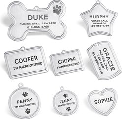 Leash King Custom Personalized Deep Laser Dual-Side Engraved Heart Shaped Dog ID Tag with Split Ring, Small/Medium: 1 1/8 x 1 1/8-in slide 2 of 6