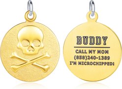 Leash King Custom Personalized Engraved Dog ID Tag, Small/Medium: 1-in, PVD Gold/Crossbone