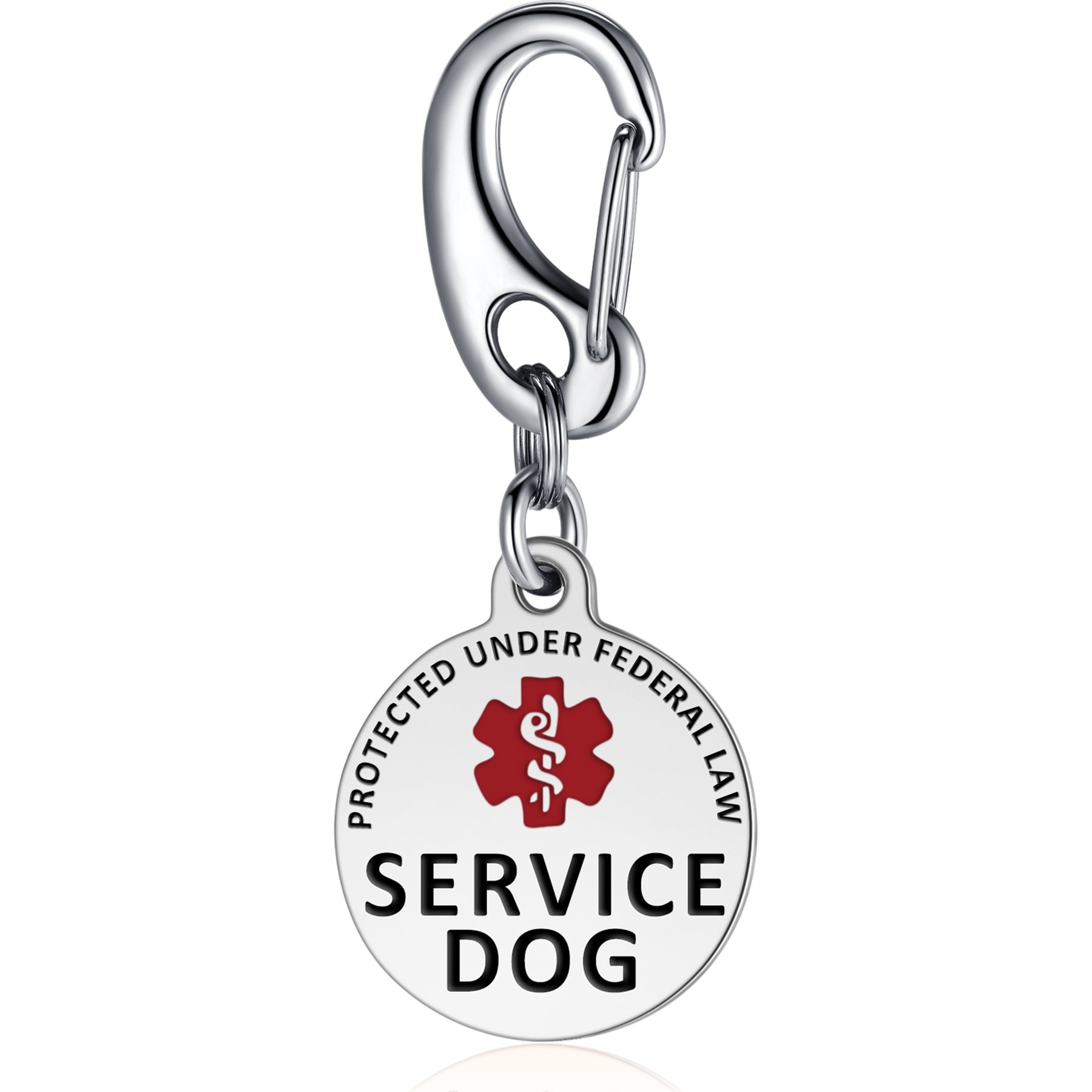 Leash King Professional Service 1.25-in Polished Dog ID Tag with Red Medical Alert Symbol & Federal Law Text, X-Small