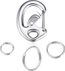 Leash King Patented Fliplock Carabiner Quick-Release Stainless Steel Dog & Cat Collar Clips with Split Ring Set slide 1 of 5