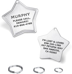 Leash King Custom Personalized Deep Laser Dual-Side Engraved Star Shaped Dog ID Tag with Split Ring, Small/Medium: 1 1/4 x 1 1/4-in