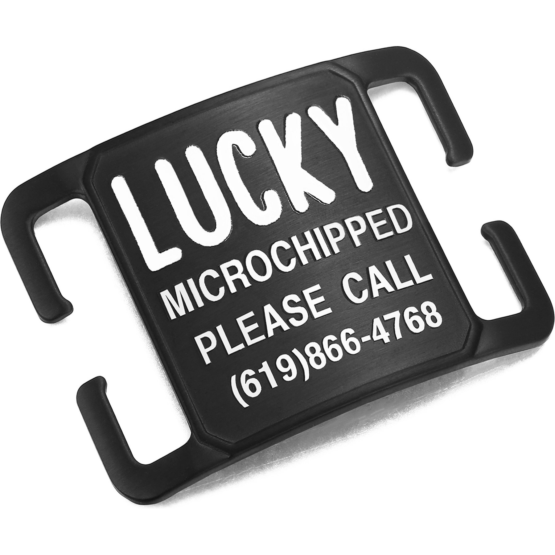 Leash King Rugged & Refined Immovable Slide-On Deep Laser Engraved Horology-Grade Steel Dog ID Tag, PVD Black, X-Large