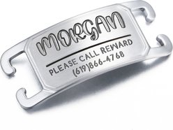Leash King Rugged & Refined Immovable Slide-On Deep Laser Engraved Horology-Grade Steel Dog ID Tag, Brushed Stainless Steel, X-Small slide 1 of 6