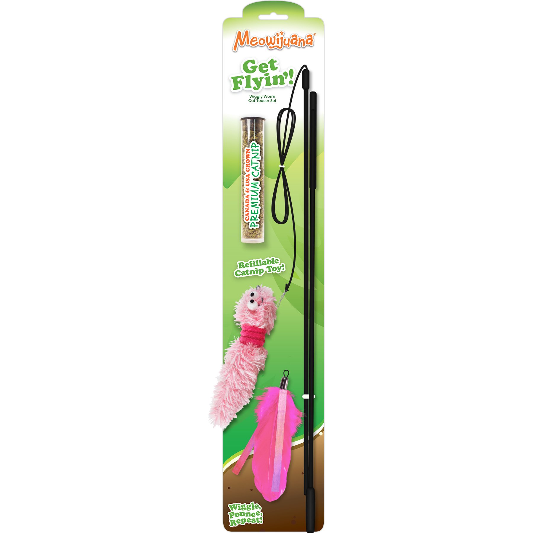 Meowijuana Get Flyin'! Wiggly Worm Teaser Set Cat Toy