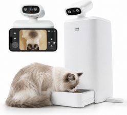 HHOLOVE Sitter AI Smart 2K Camera App Control Automatic Acrylic Cat Feeder, Large: 2.5-L, Grey