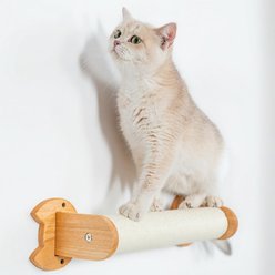 PETOMG Scratching Post Cat Wall Shelf, Wood Color, Medium
