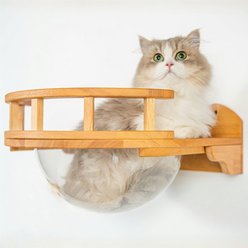 PETOMG Cat Space Capsule Cat Wall Shelf, Wood Color, Medium