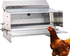 RentACoop Automatic Metal Treadle Chicken Feeder, 25-lb