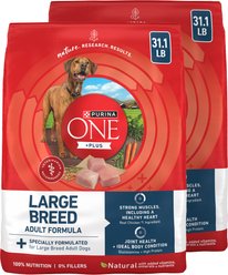Purina ONE +Plus Natural Large Breed Adult Real Chicken Muscle & Joint Support Large Dry Dog Food, 62.2-lb bundle