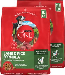 Purina ONE Natural SmartBlend Lamb & Rice Formula Dry Dog Food, 62.2-lb bundle
