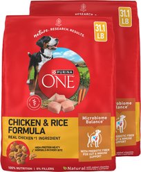 Purina ONE Natural Adult Chicken & Rice Formula Dry Dog Food, 62.2-lb bundle