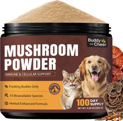 BuddyCheer Nutritional Immune Support Mushroom Flavored Powder Supplement for Dogs & Cats, 5.29-oz