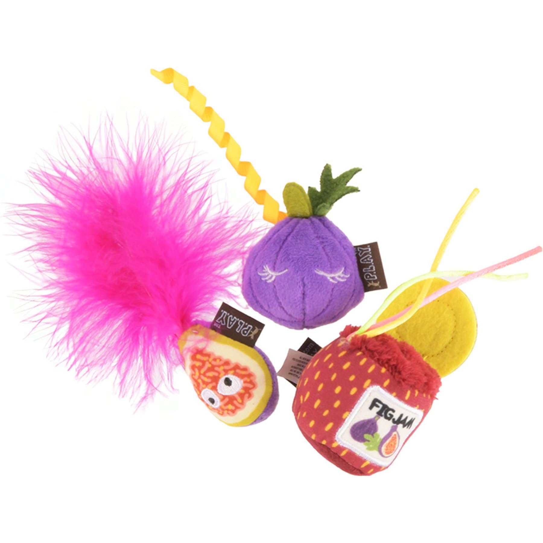 P.L.A.Y. Pet Lifestyle and You Feline Frenzy Fig N’ Whiskers Catnip Plush Cat Toy, Multicolor