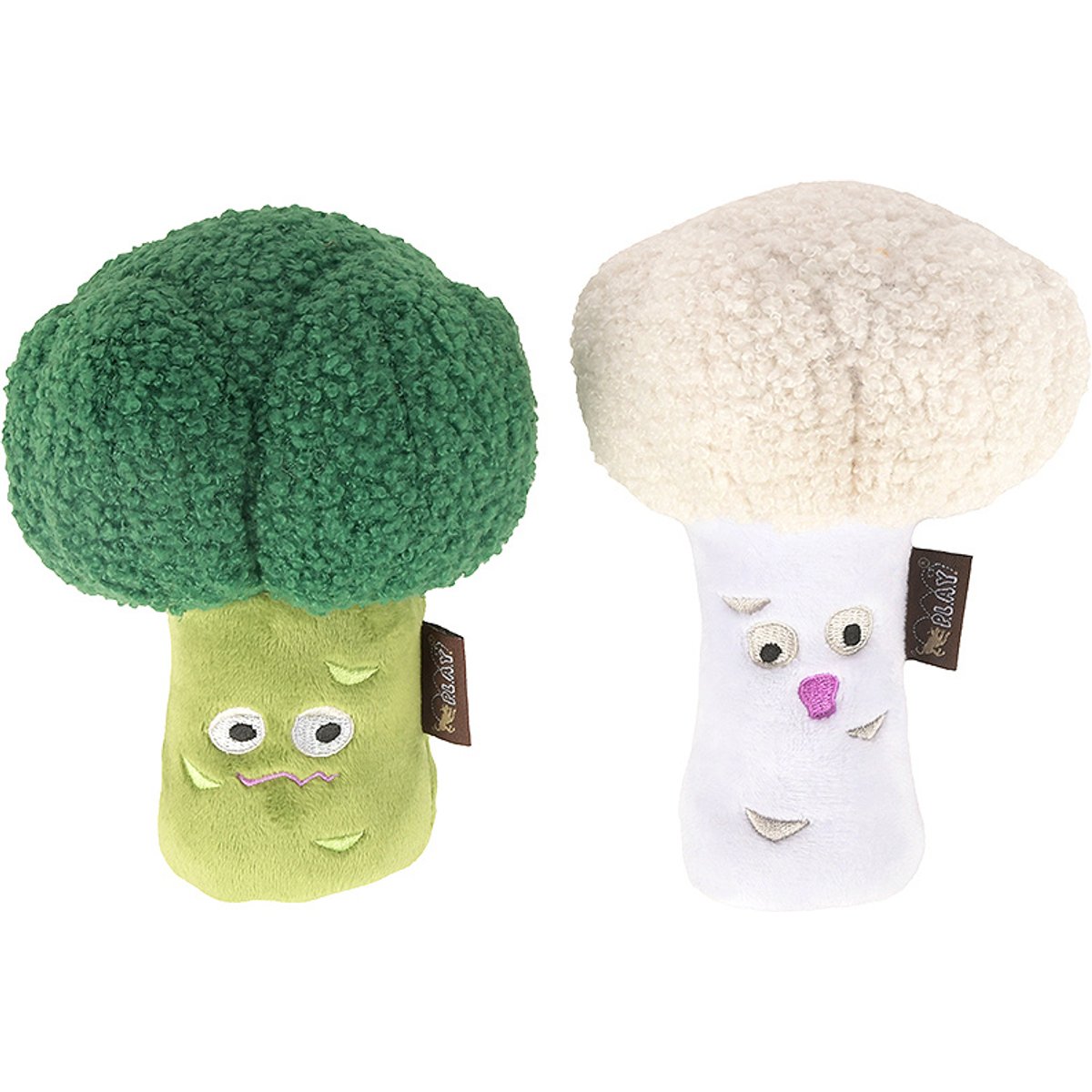 P.L.A.Y. Pet Lifestyle and You Broccoli Squeaky Plush Dog Toy, Multicolor, 2 count