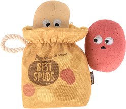 P.L.A.Y. Pet Lifestyle and You Picked Fresh Bag of Potatoes Squeaky Plush Dog Toy, Multicolor